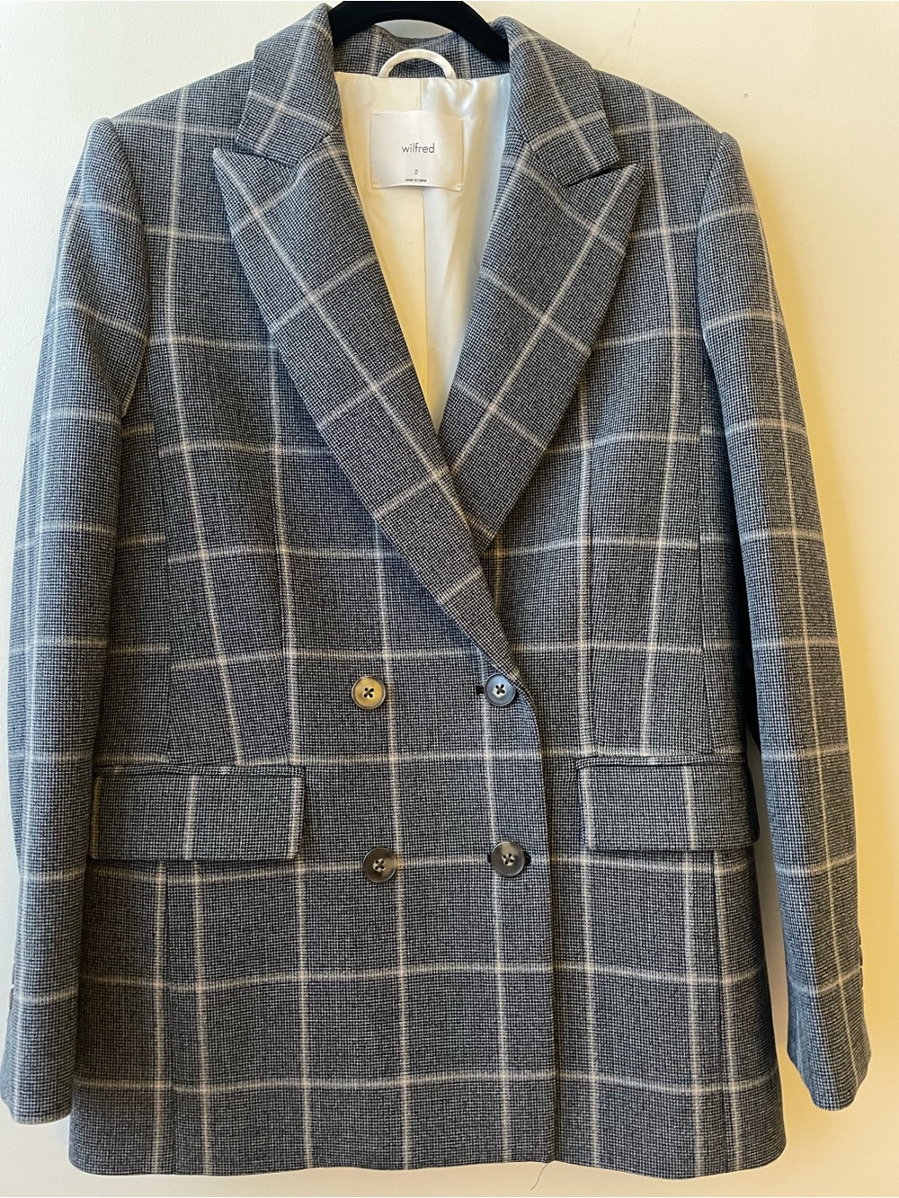 Wilfred Gray and White Windowpane Blazer Jacket